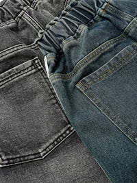 Men's Distressed Cargo Denim Shorts with Drawstring Waist
