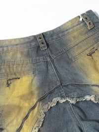 Men's Distressed Cargo Jeans with Artistic Ripped Design