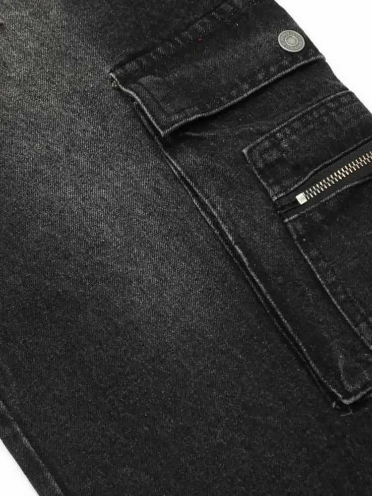 Men's Distressed Cargo Wide Leg Jeans