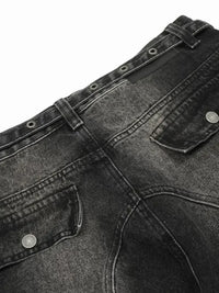 Men's Distressed Cargo Wide Leg Jeans