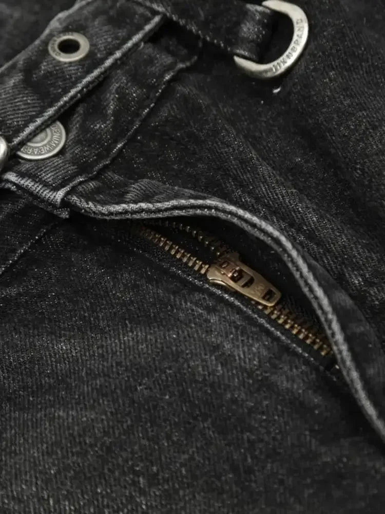 Men's Distressed Cargo Wide Leg Jeans