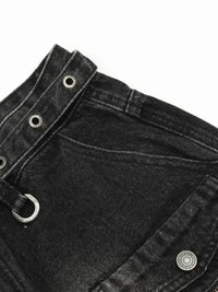 Men's Distressed Cargo Wide Leg Jeans
