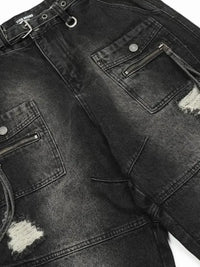 Men's Distressed Cargo Wide Leg Jeans