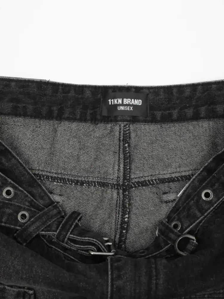 Men's Distressed Cargo Wide Leg Jeans