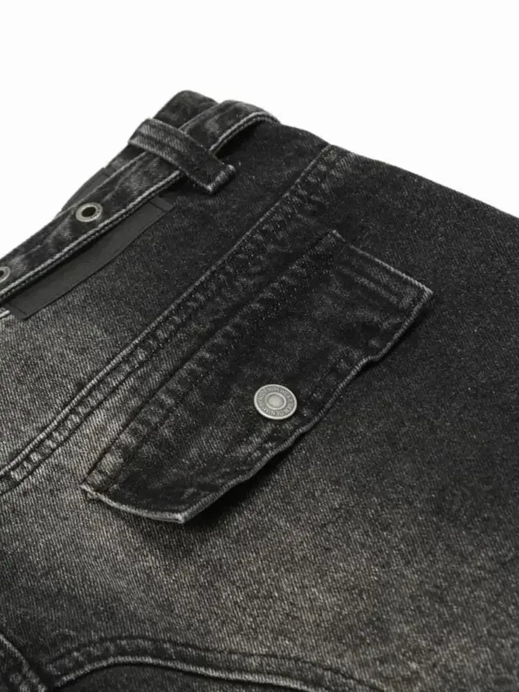 Men's Distressed Cargo Wide Leg Jeans
