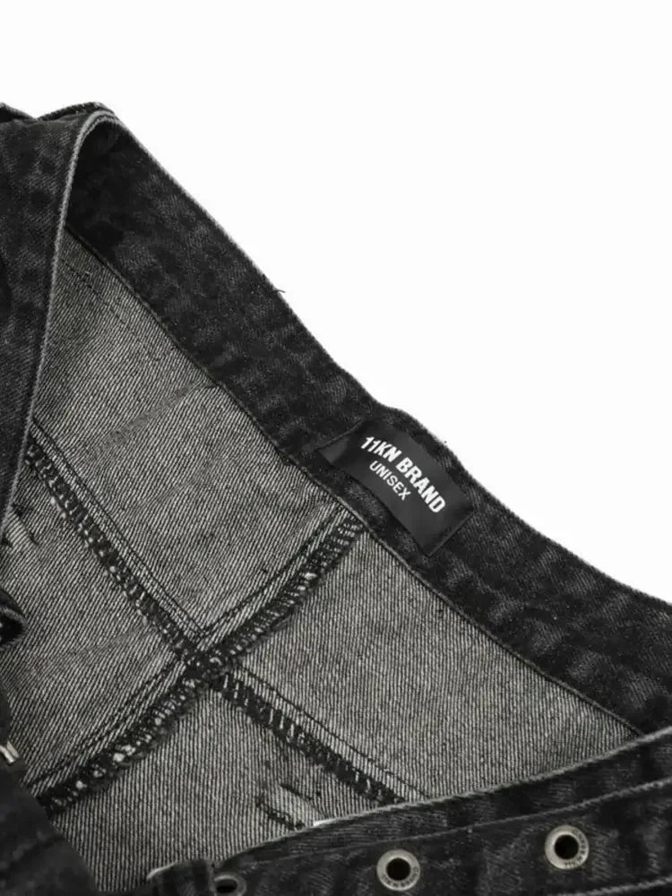 Men's Distressed Cargo Wide Leg Jeans