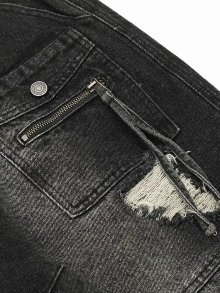 Men's Distressed Cargo Wide Leg Jeans
