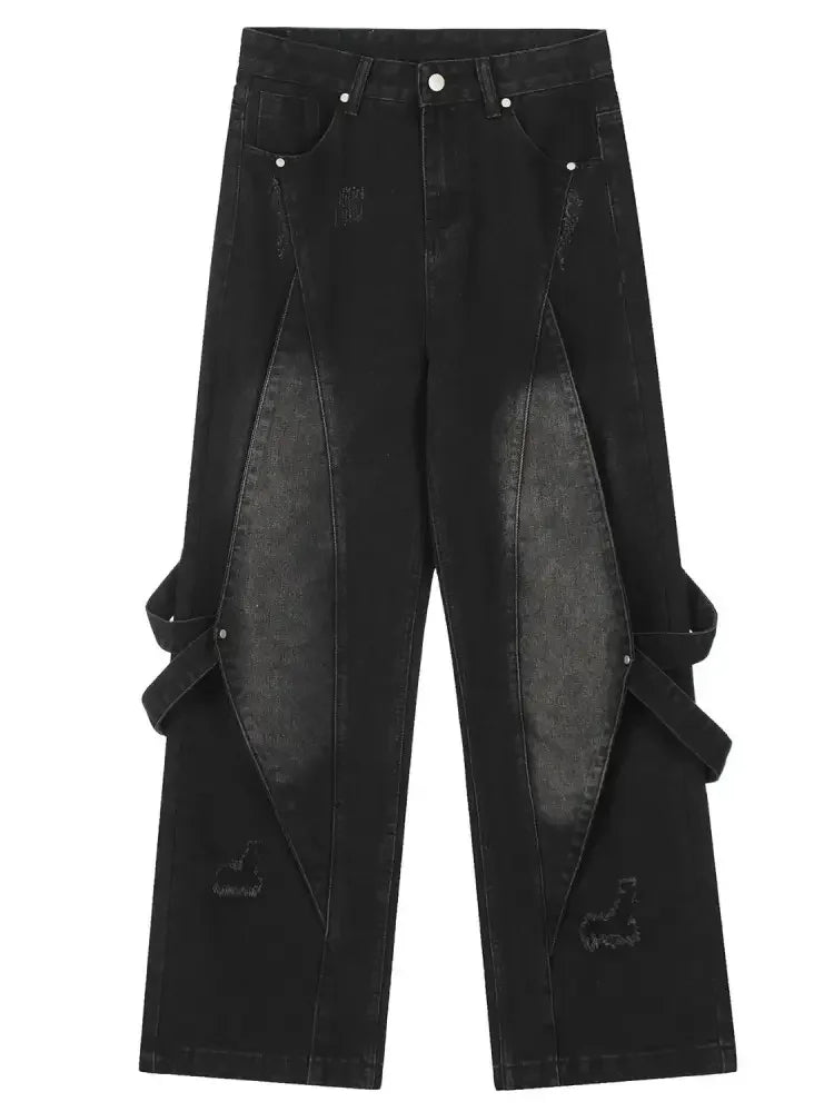 Men's Distressed Cargo Wide Leg Jeans