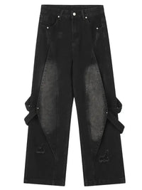 Men's Distressed Cargo Wide Leg Jeans