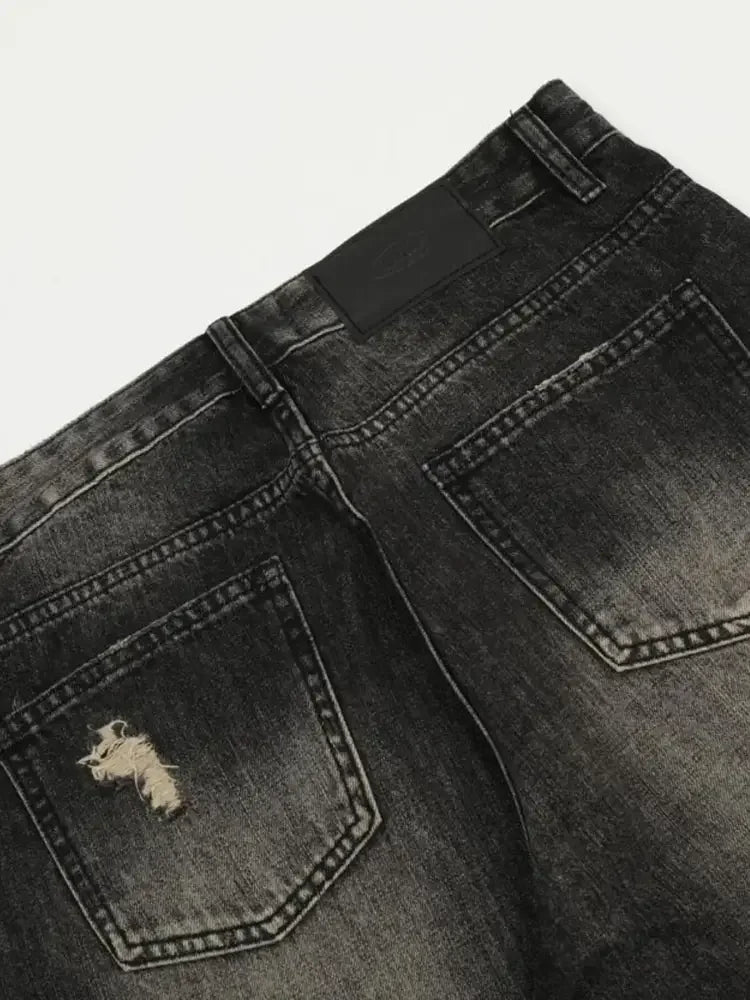 Men's Distressed Cat's Whisker Washed Bootcut Jeans