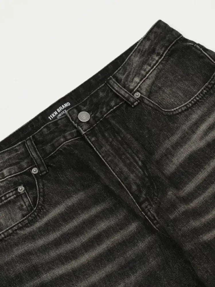 Men's Distressed Cat's Whisker Washed Bootcut Jeans