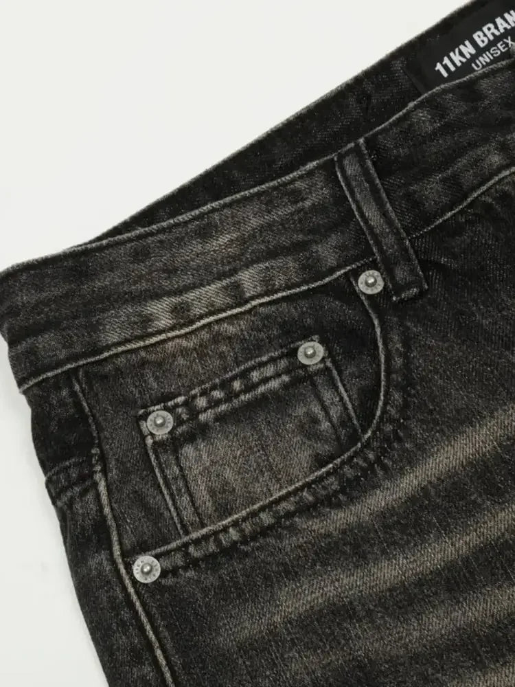 Men's Distressed Cat's Whisker Washed Bootcut Jeans