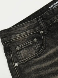 Men's Distressed Cat's Whisker Washed Bootcut Jeans