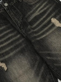 Men's Distressed Cat's Whisker Washed Bootcut Jeans