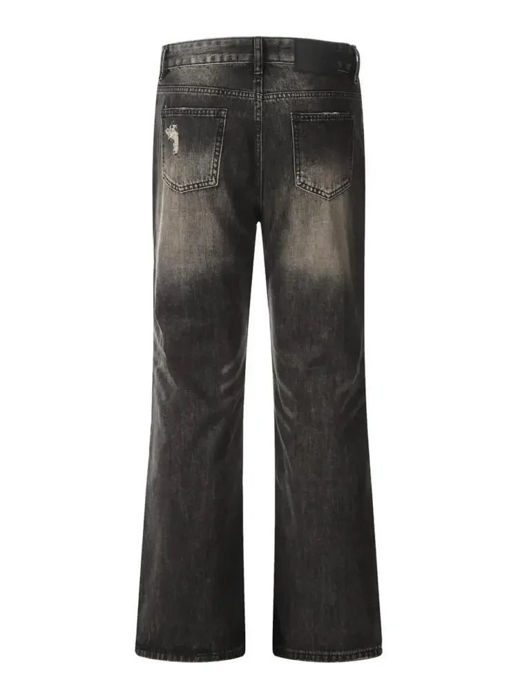 Men's Distressed Cat's Whisker Washed Bootcut Jeans
