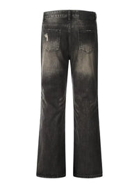 Men's Distressed Cat's Whisker Washed Bootcut Jeans