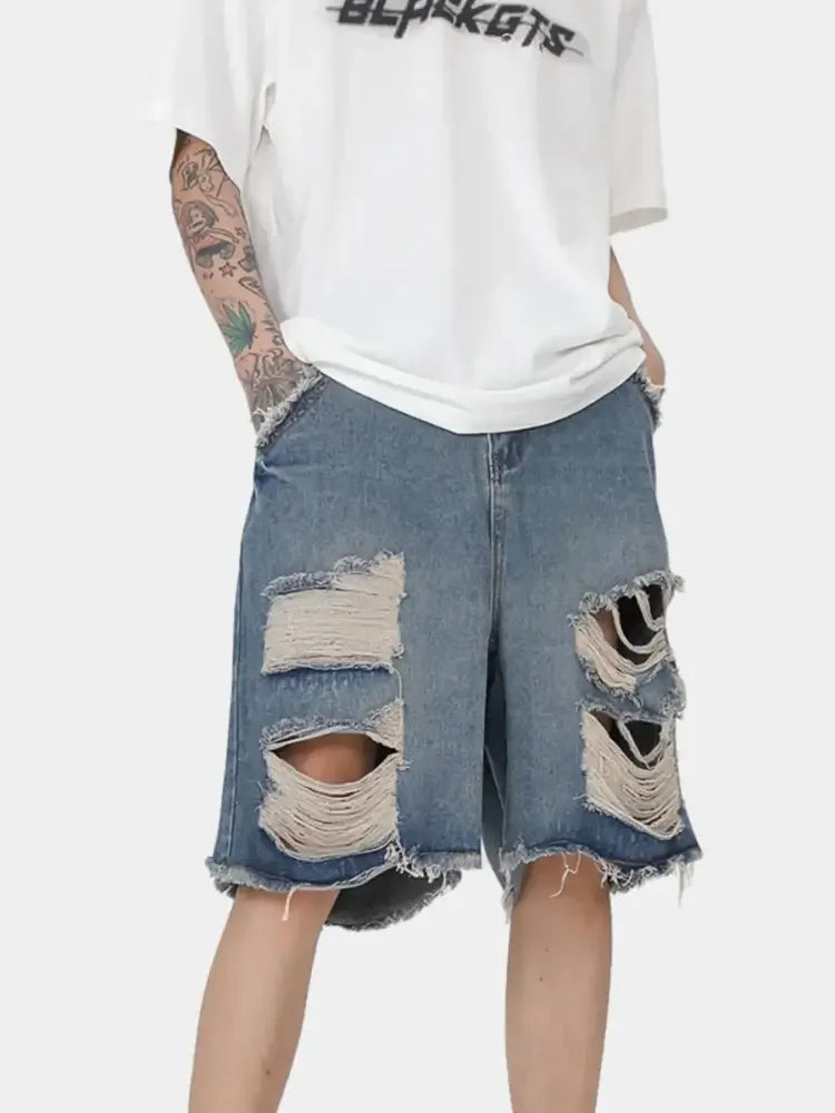 Men's Distressed Denim Shorts