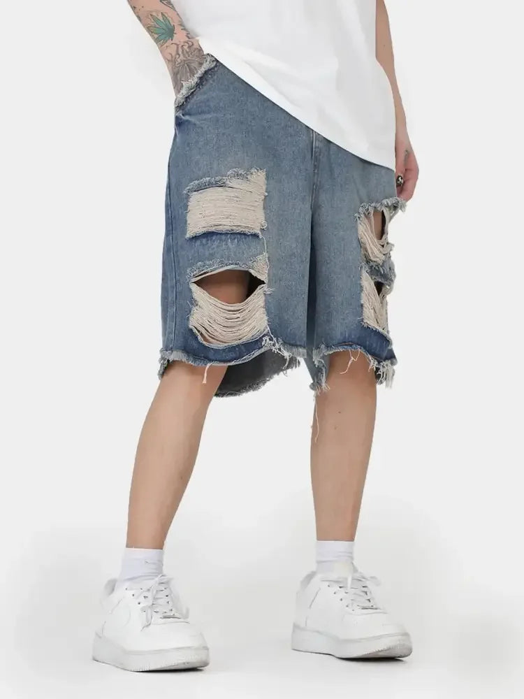 Men's Distressed Denim Shorts