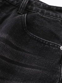 Men's Distressed Denim Shorts with Plaid Patches - Update AvenueTrendsi100400819153797100400819153797Men's Distressed Denim Shorts with Plaid PatchesBlack
