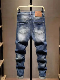Men's Distressed Embroidered Jeans