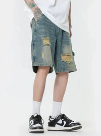 Men's Distressed High - Waist Denim Shorts - Update AvenueTrendsi100400730607215100400730607215Men's Distressed High - Waist Denim ShortsLight Blue