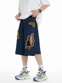 Men's Distressed Loose Fit Denim Shorts