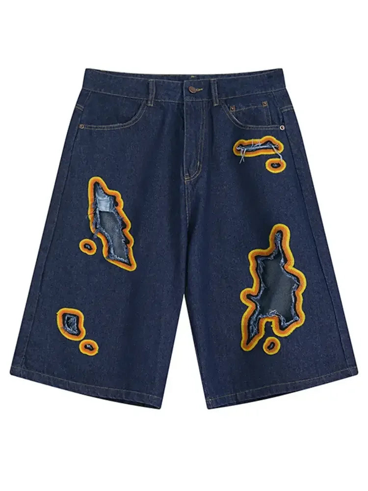 Men's Distressed Loose Fit Denim Shorts