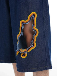 Men's Distressed Loose Fit Denim Shorts