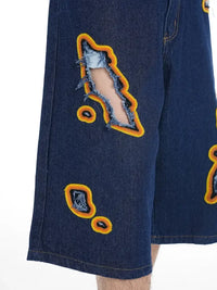Men's Distressed Loose Fit Denim Shorts