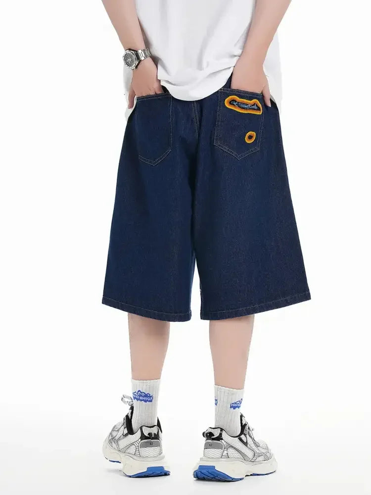 Men's Distressed Loose Fit Denim Shorts