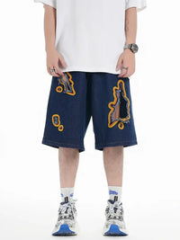 Men's Distressed Loose Fit Denim Shorts