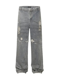 Men's Distressed Oversized Wide Leg Jeans