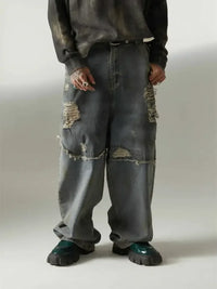 Men's Distressed Oversized Wide Leg Jeans