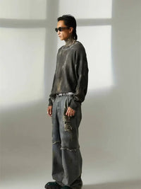 Men's Distressed Oversized Wide Leg Jeans