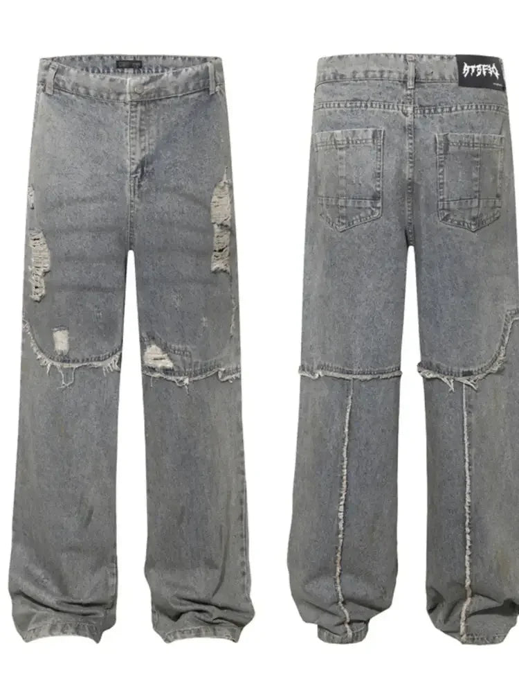 Men's Distressed Oversized Wide Leg Jeans