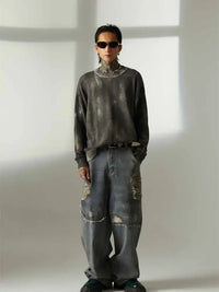 Men's Distressed Oversized Wide Leg Jeans
