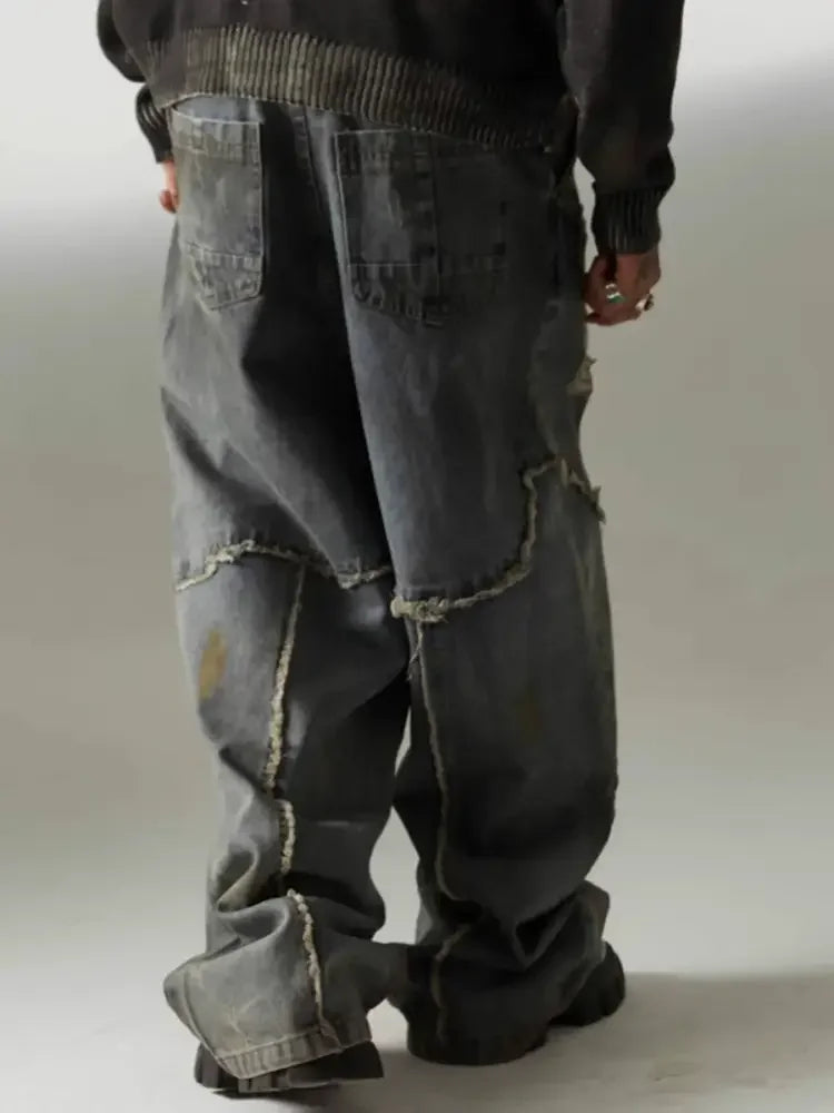 Men's Distressed Oversized Wide Leg Jeans