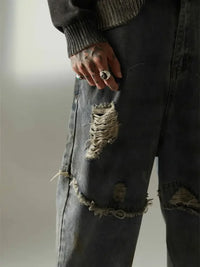 Men's Distressed Oversized Wide Leg Jeans