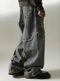 Men's Distressed Oversized Wide Leg Jeans