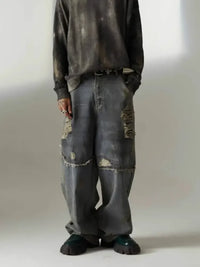 Men's Distressed Oversized Wide Leg Jeans