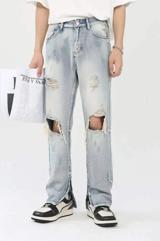 Men's Distressed Slit Jeans - Update AvenueTrendsi100400700218261100400700218261Men's Distressed Slit JeansLight