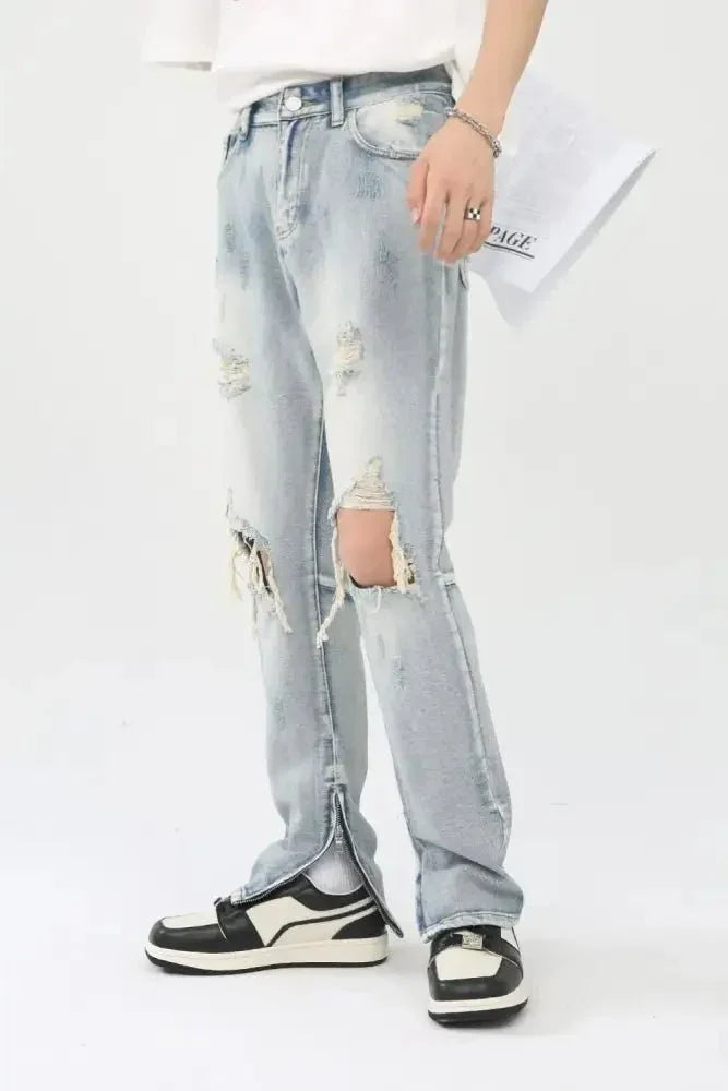 Men's Distressed Slit Jeans - Update AvenueTrendsi100400700218261100400700218261Men's Distressed Slit JeansLight
