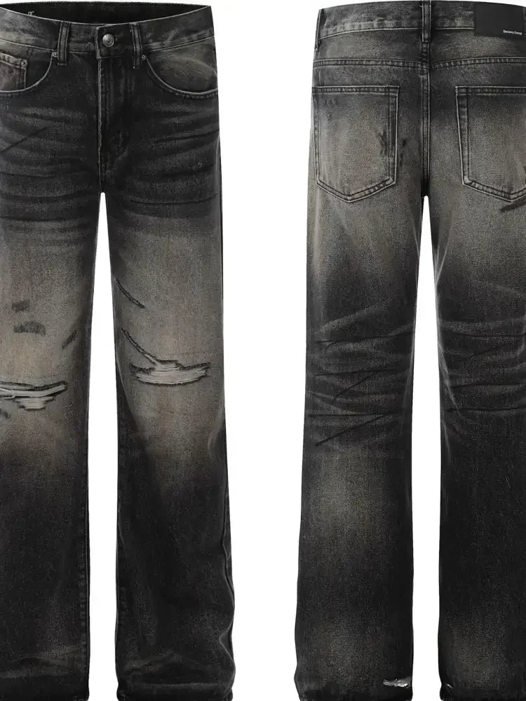 Men's Distressed Straight Leg Jeans