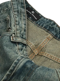 Washed distressed straight leg jeans with visible stitching from Men’s Distressed Straight Leg Jeans collection