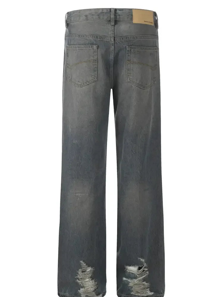 Men's Distressed Vintage Straight Leg Jeans