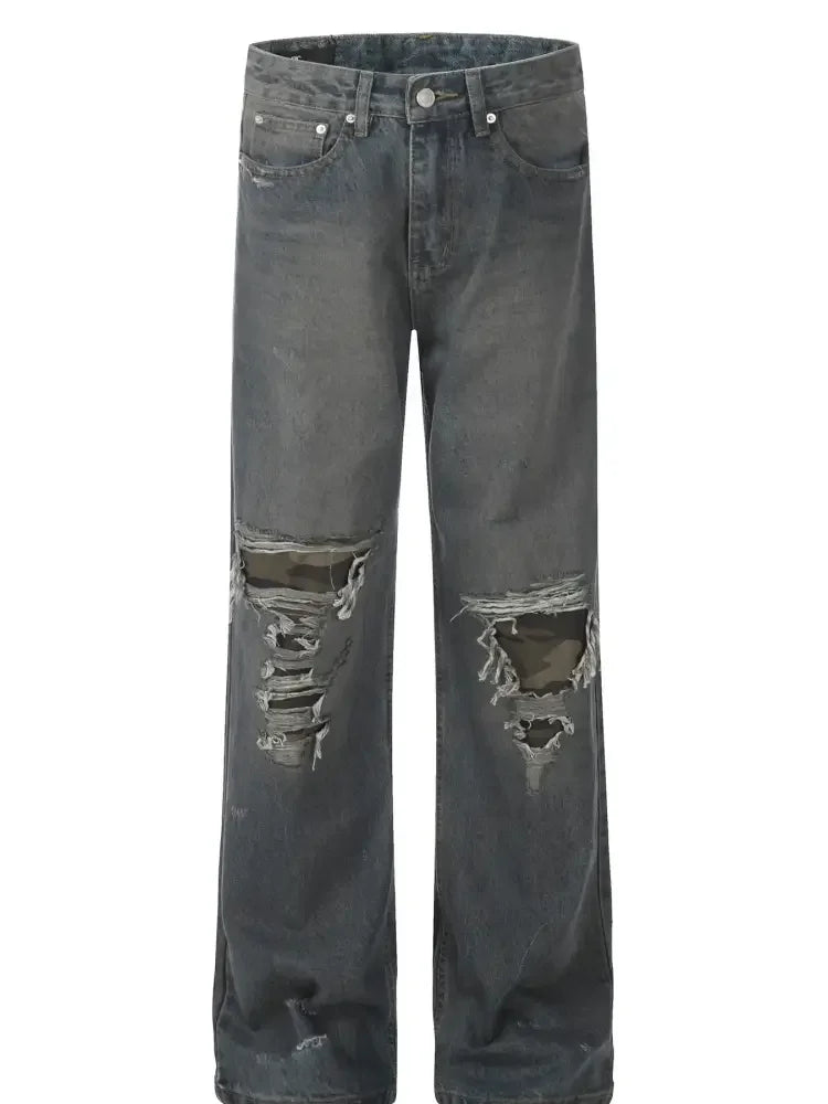 Men's Distressed Vintage Straight Leg Jeans