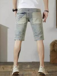 Men's Distressed Wash Denim Shorts