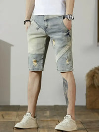 Men's Distressed Wash Denim Shorts