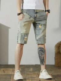 Men's Distressed Wash Denim Shorts