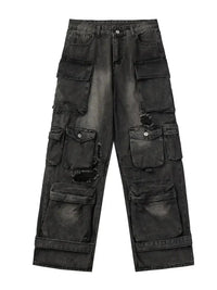 Men's Distressed Washed Cargo Jeans with Multi - Pockets - Update AvenueTrendsi100400934446125100400934446125Men's Distressed Washed Cargo Jeans with Multi - PocketsBlack